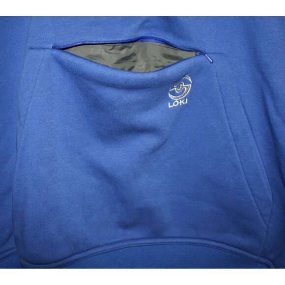 Loki All-In-One Hoodie Mens Large Blue Built In Face Mask Mittens Snowboard Ski - Picture 4 of 14